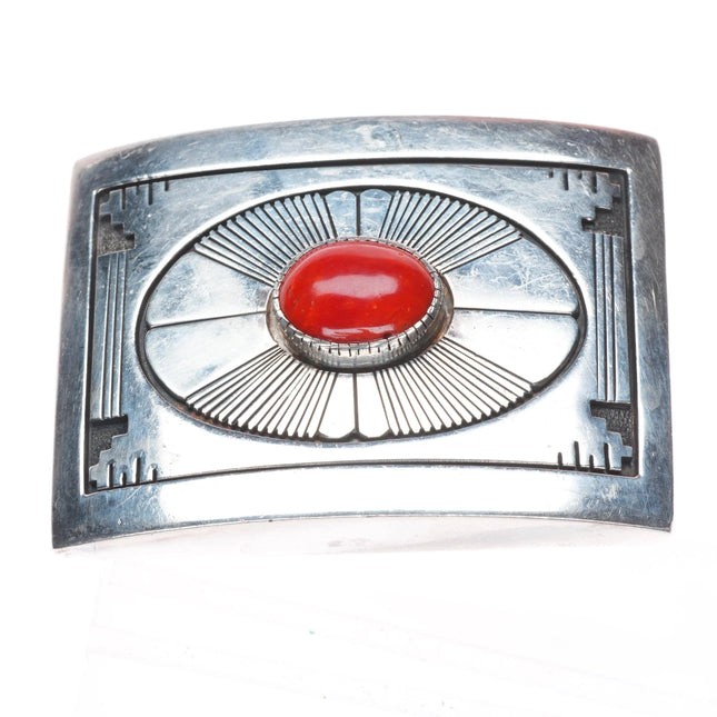 Gibson Nez Apache/Navajo sterling silver Mediterranean coral belt buckle