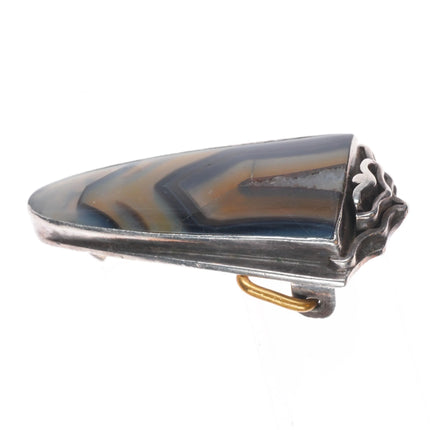 Retro sterling silver southwestern modernist agate belt buckle