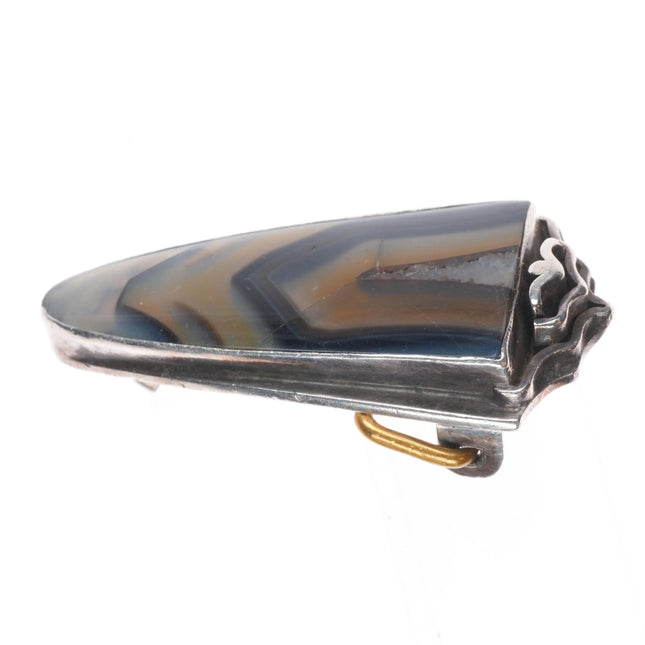 Retro sterling silver southwestern modernist agate belt buckle