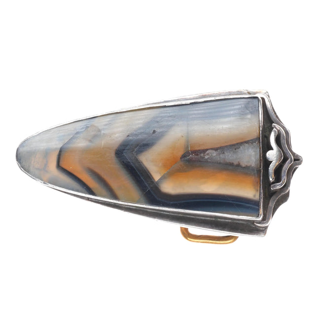 Retro sterling silver southwestern modernist agate belt buckle