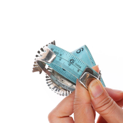 6.5" Vintage Bellson Zuni sterling silver needlepoint turquoise cuff bracelet