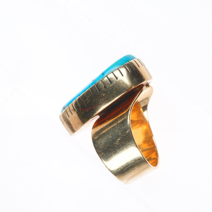 sz5 Anthony Sanchez Navajo 14k gold modernist freeform turquoise ring
