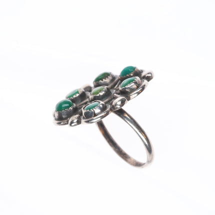 sz6.75 Vintage Zuni greasy green turquoise snake eye sterling silver ring