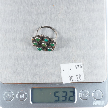 sz6.75 Vintage Zuni greasy green turquoise snake eye sterling silver ring