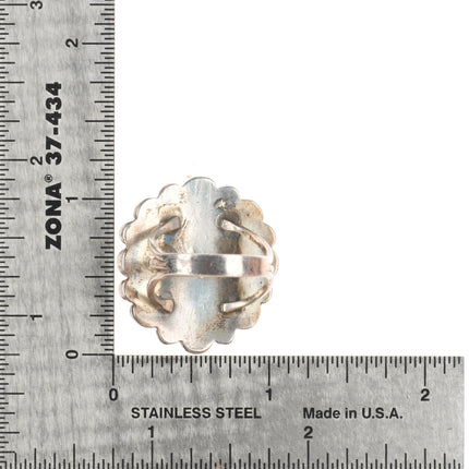 sz7 Vintage Navajo sterling silver cluster ring with nice turquoise