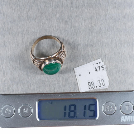 sz10 Vintage Navajo sterling silver malachite men's ring