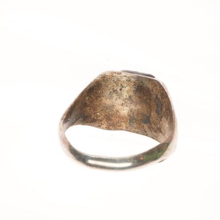 sz14.25 Vintage Navajo sterling silver square turquoise ring