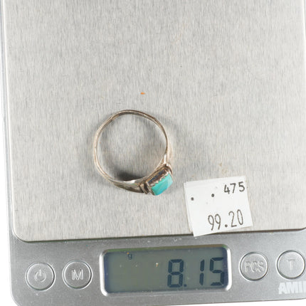 sz14.25 Vintage Navajo sterling silver square turquoise ring
