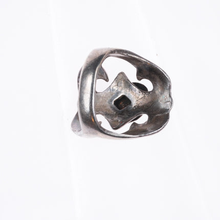 sz8.5 Vintage Navajo sterling silver cast ring with turquoise