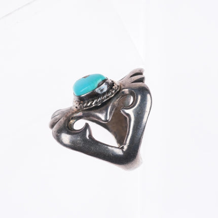 sz8.5 Vintage Navajo sterling silver cast ring with turquoise