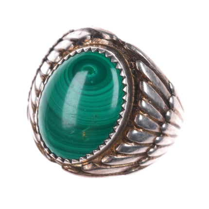 sz10 Vintage Navajo sterling silver malachite men's ring