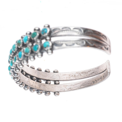 6.1" US Zuni 1 C.G. Wallace snake eye turquoise sterling silver cuff bracelet