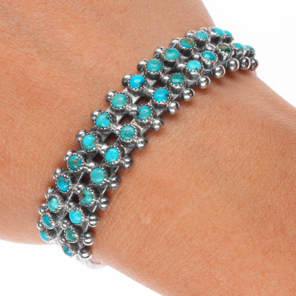 6.1" US Zuni 1 C.G. Wallace snake eye turquoise sterling silver cuff bracelet