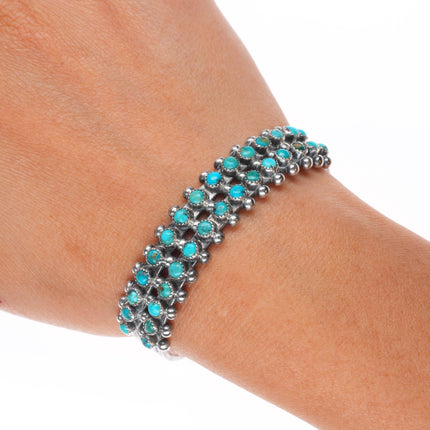 6.1" US Zuni 1 C.G. Wallace snake eye turquoise sterling silver cuff bracelet