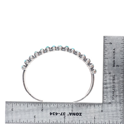 6.1" US Zuni 1 C.G. Wallace snake eye turquoise sterling silver cuff bracelet