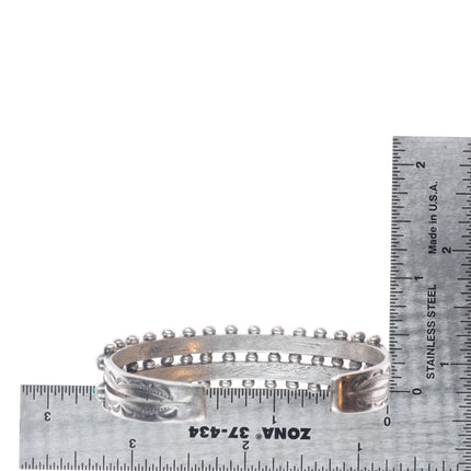 6.1" US Zuni 1 C.G. Wallace snake eye turquoise sterling silver cuff bracelet