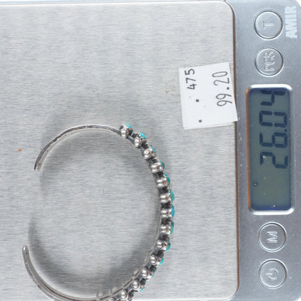 6.1" US Zuni 1 C.G. Wallace snake eye turquoise sterling silver cuff bracelet