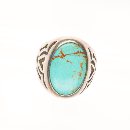sz8.75 Vintage Bell Trading Post sterling silver turquoise Navajo stamped ring