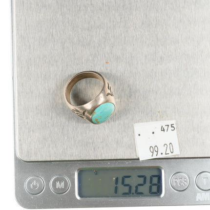 sz8.75 Vintage Bell Trading Post sterling silver turquoise Navajo stamped ring