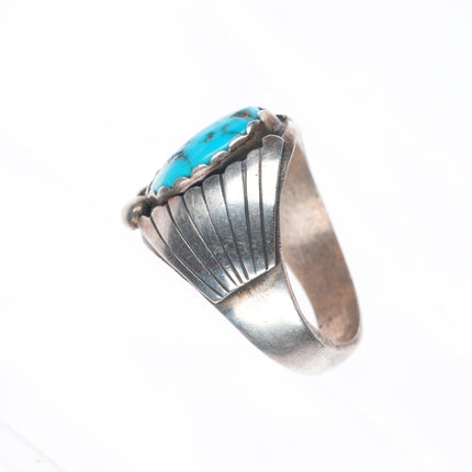 sz11 E Navajo vintage sterling silver Kingman turquoise men's ring