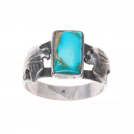 sz6.5 30's-40's Navajo Thunderbird sterling silver Blue Gem turquoise ring