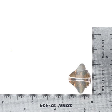 sz7 Cecil Ashley Navajo sterling silver spiderweb turquoise channel inlay ring