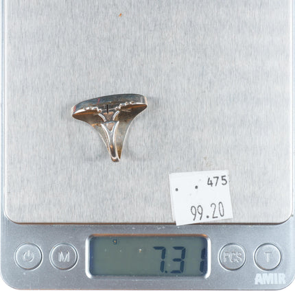 sz7 Cecil Ashley Navajo sterling silver spiderweb turquoise channel inlay ring