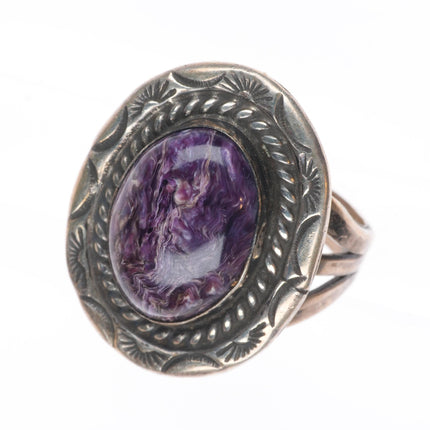 sz9.5 Vintage Navajo purple Charoite sterling silver ring
