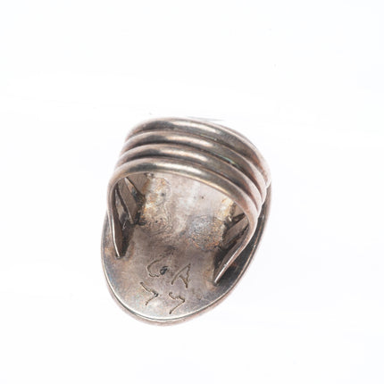 sz6.5 1977 Vintage Navajo sterling silver spiderweb turquoise ring