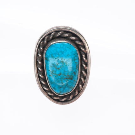 sz6.5 1977 Vintage Navajo sterling silver spiderweb turquoise ring