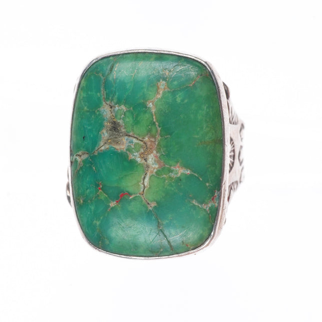 sz5 c1930's Cerrillos Turquoise ingot/sterling silver vintage Navajo ring