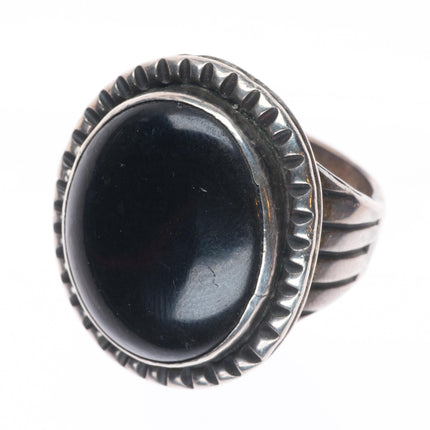 sz10 Alberto Contreraz southwestern sterling silver onyx men's ring