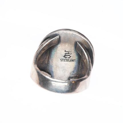 sz10 Alberto Contreraz southwestern sterling silver onyx men's ring