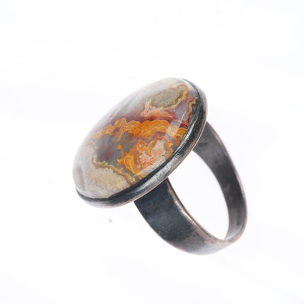 sz12.75 Vintage southwestern/Navajo sterling silver lace agate men's ring