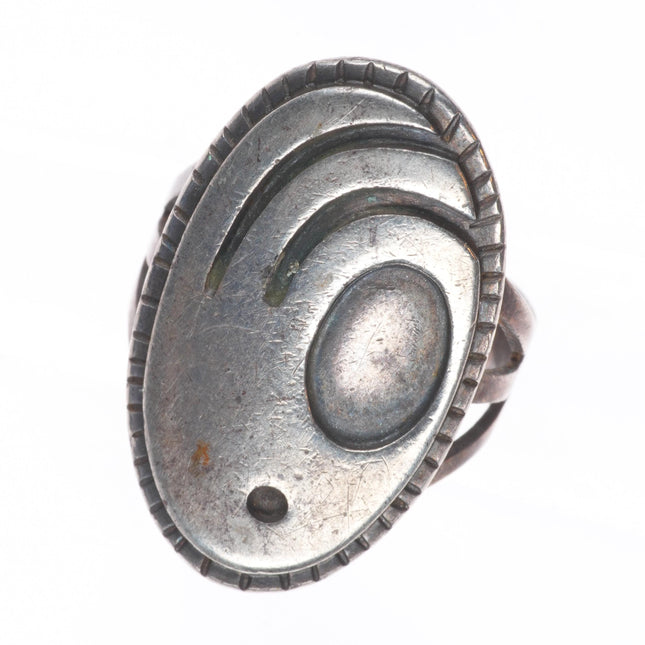 sz6.5 c1950 Victor Coochwytewa Hopi overlay early ring sterling silver