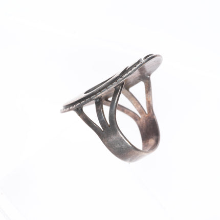 sz6.5 c1950 Victor Coochwytewa Hopi overlay early ring sterling silver