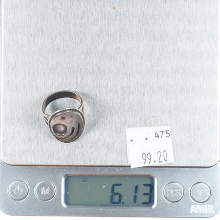 sz6.5 c1950 Victor Coochwytewa Hopi overlay early ring sterling silver