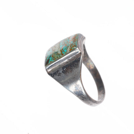 sz12.75 Vintage Navajo High grade red web quartz turquoise sterling silver ring