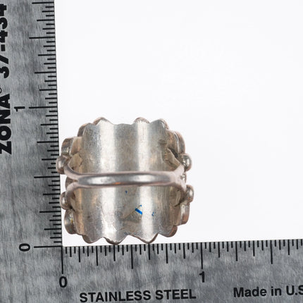 sz9 Vintage Zuni sterling silver turquoise channel inlay flower form ring