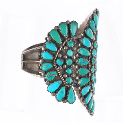 7" Big Victor Moses Begay Navajo turquoise cluster cuff bracelet sterling silver
