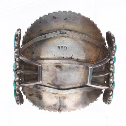 7" Big Victor Moses Begay Navajo turquoise cluster cuff bracelet sterling silver