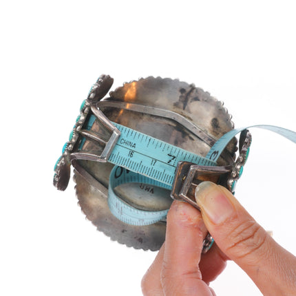 7" Big Victor Moses Begay Navajo turquoise cluster cuff bracelet sterling silver