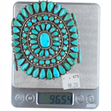 7" Big Victor Moses Begay Navajo turquoise cluster cuff bracelet sterling silver