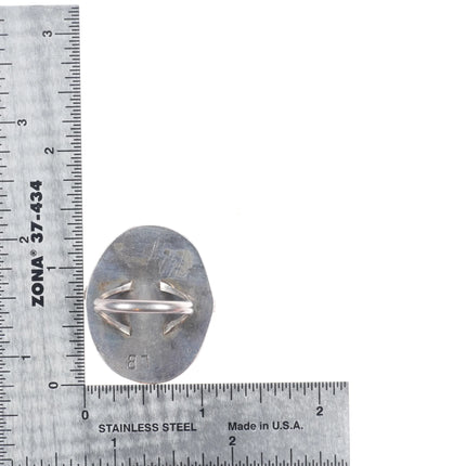 sz8.5 Vintage LB Zuni sterling silver redbird Cardinal ring mother of pearl