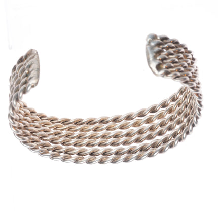 6.5" Vintage Southwestern sterling silver twisted wire 6 row cuff bracelet