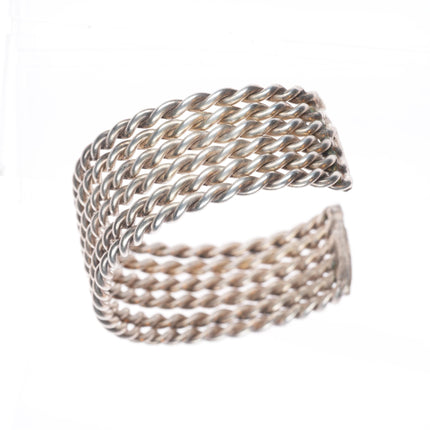 6.5" Vintage Southwestern sterling silver twisted wire 6 row cuff bracelet
