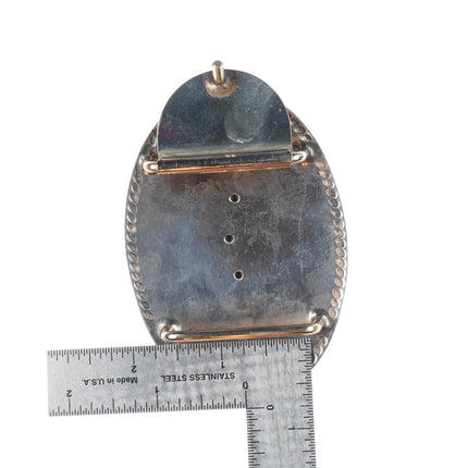 Vintage Diablo Sterling silver 3 horse heads western rodeo belt buckle