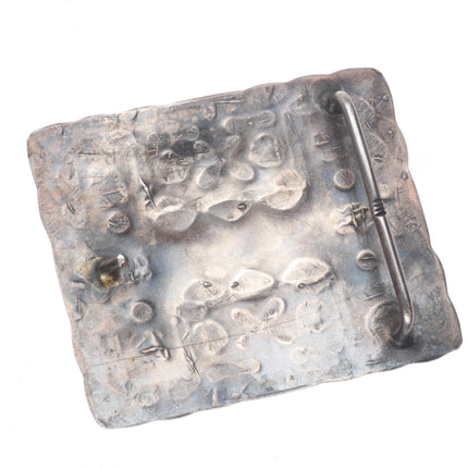 c1930 Vintage Navajo sterling silver turquoise whirling logs/arrows belt buckle