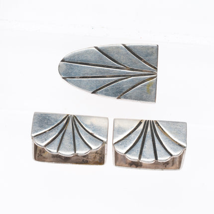 Vintage R.T. Navajo sterling silver 3/4" Ranger belt buckle set