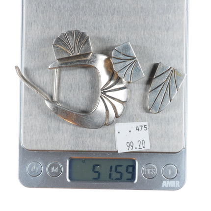 Vintage R.T. Navajo sterling silver 3/4" Ranger belt buckle set